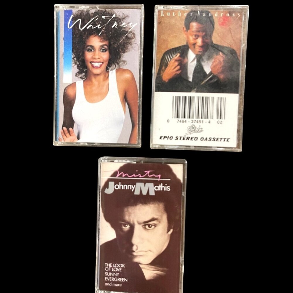 Whitney Houston Luther Vandross & Johnny Mathis Cassette Tapes Bundle